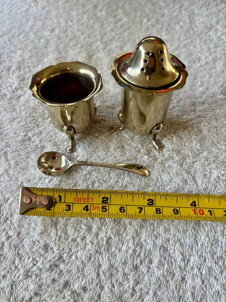 Antique silver-plated salt and pepper set - Image 3