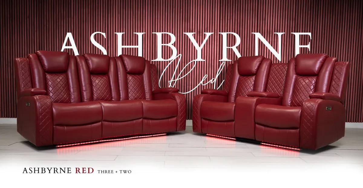 Ashbyrne Electric Leather Recliner Sofa Set - Image 2