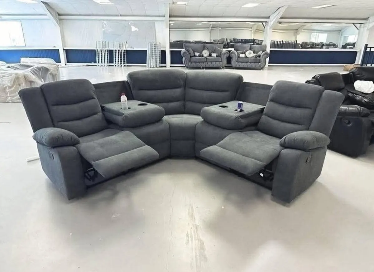 Roma Grey Fabric Manual Recliner Sofa - Image 2