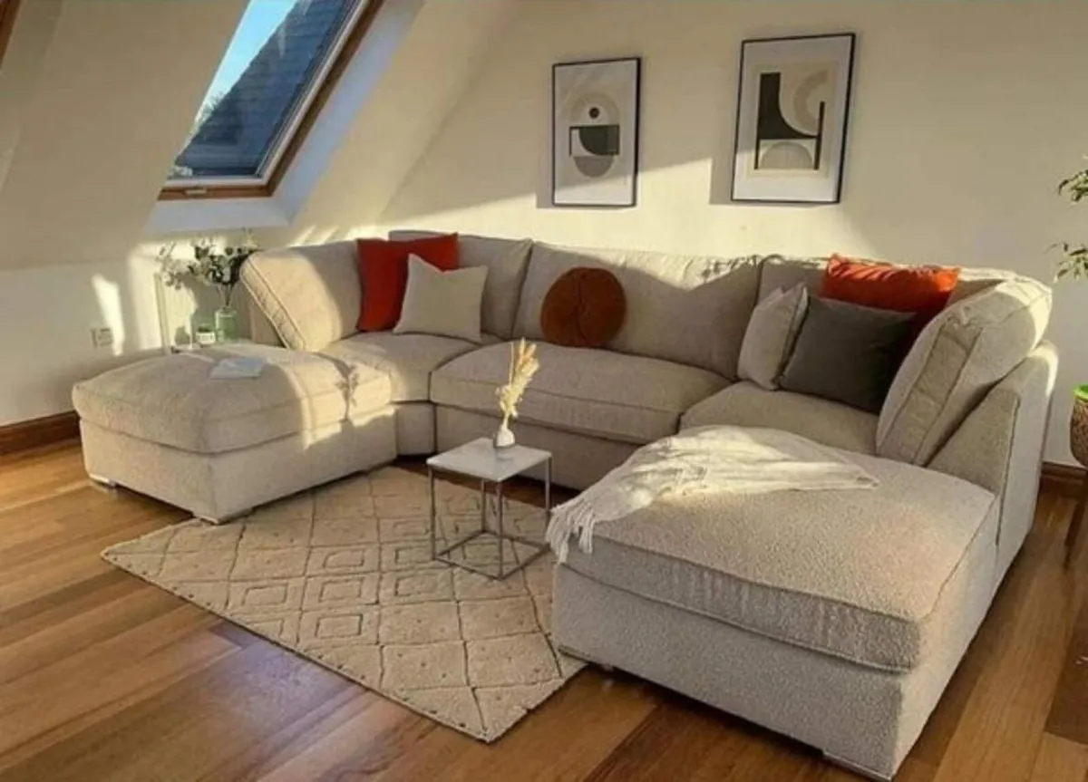 Ushape Scatter & Fullback Cushions Sofa - Image 1