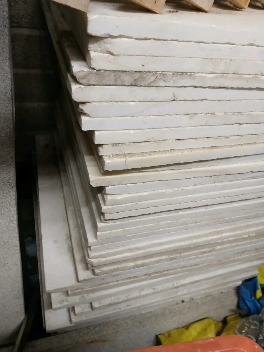 Old marble white slabs 2ft×2ft - Image 1
