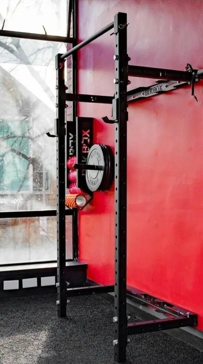 Wall-Mounted Folding Squat Rack – Black - Image 3