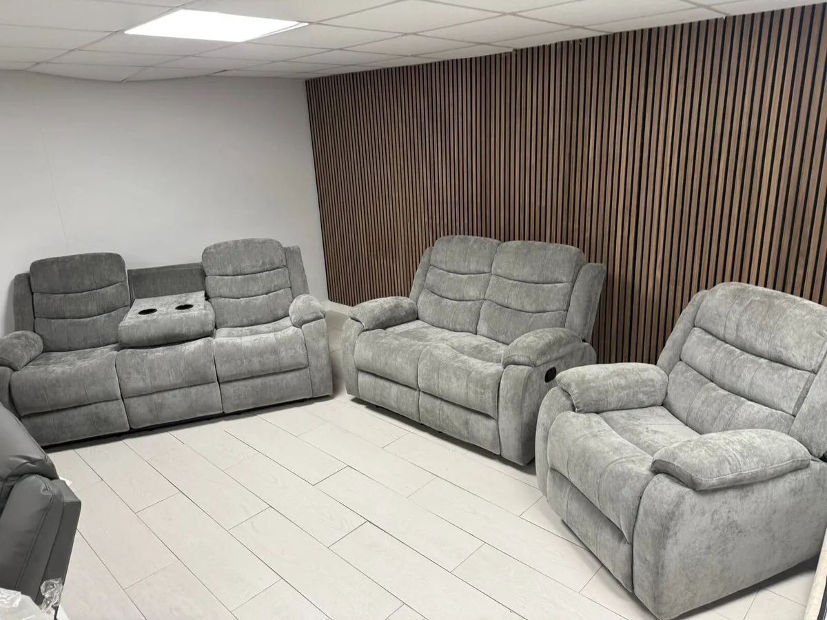 Roma Grey Fabric Manual Recliner Sofa - Image 1