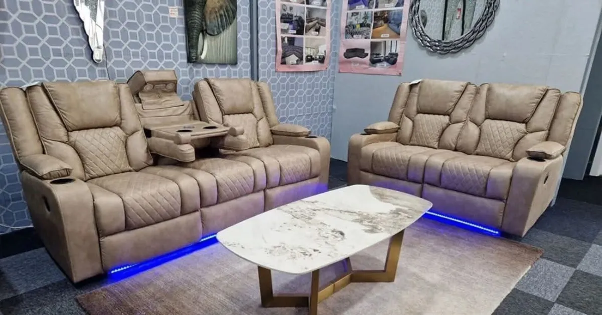 Electric Real Leather Orlando Recliner Sofa Set - Image 1