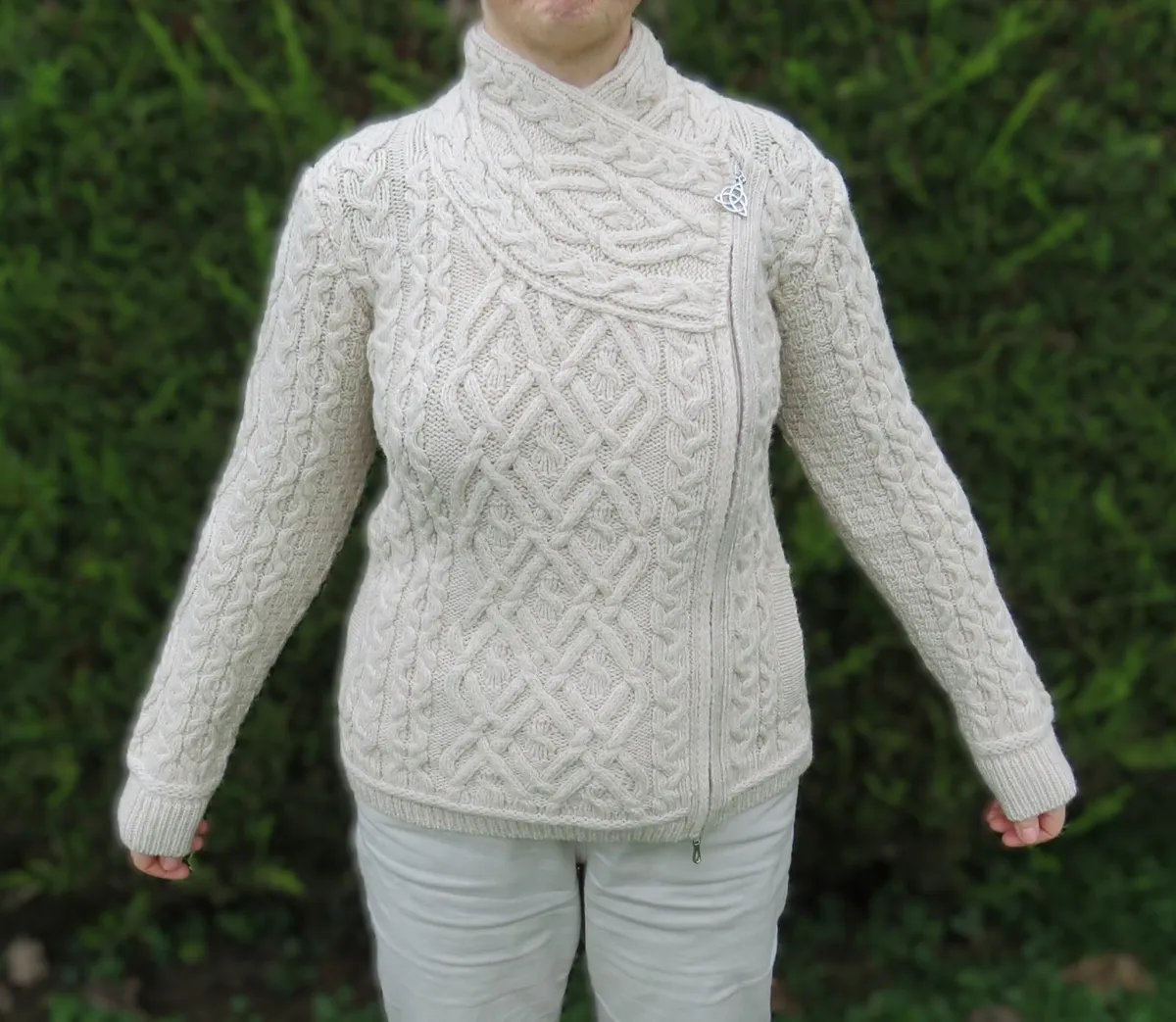NEW 100% Merino Wool Irish Aran Side‑Zip cardigan - Image 2