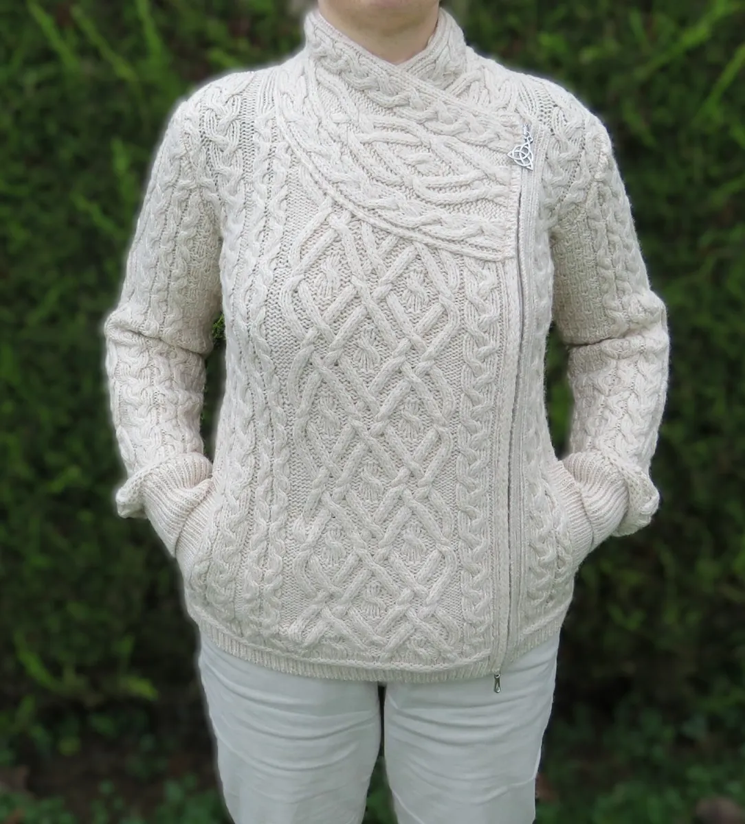 NEW 100% Merino Wool Irish Aran Side‑Zip cardigan - Image 4
