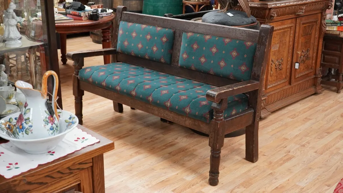 Vintage Irish Pub Bench 5ft Pine - Image 2