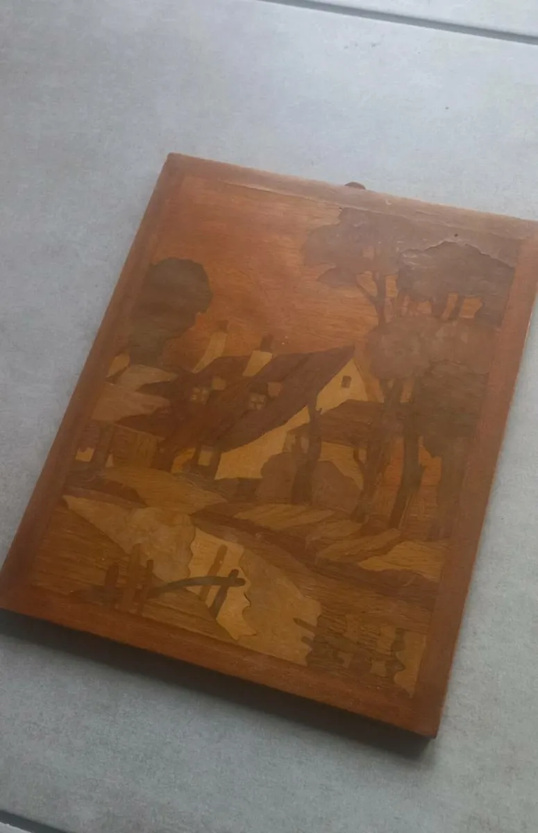 Beautiful Vintage 1970's wood marquetry panel - Image 3