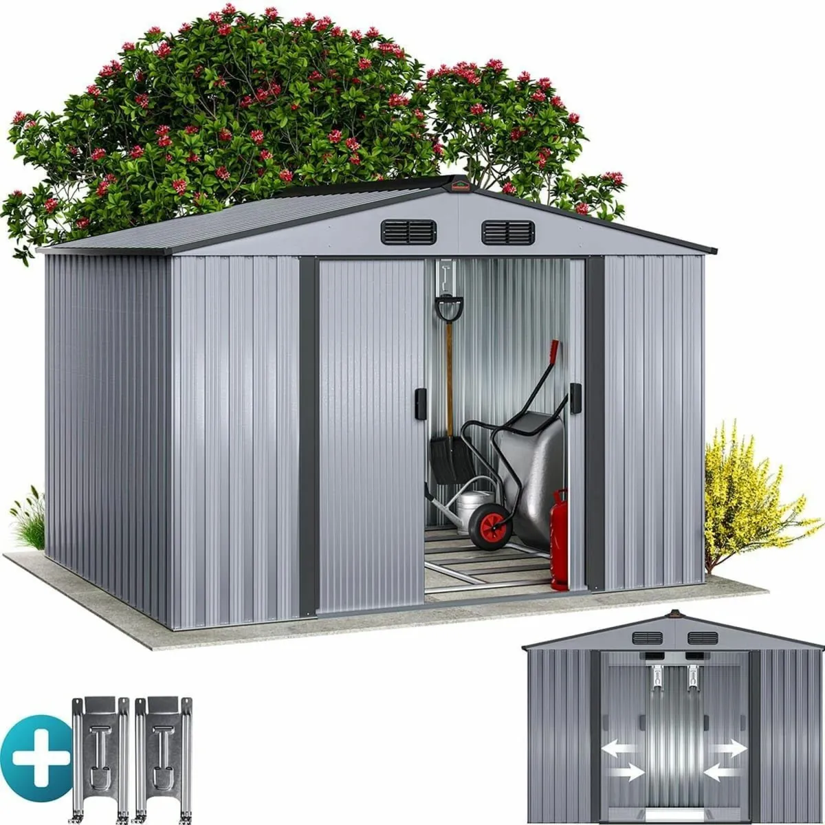 Metal Garden Shed with Metal  Foundation 8 ft 6 - Image 1