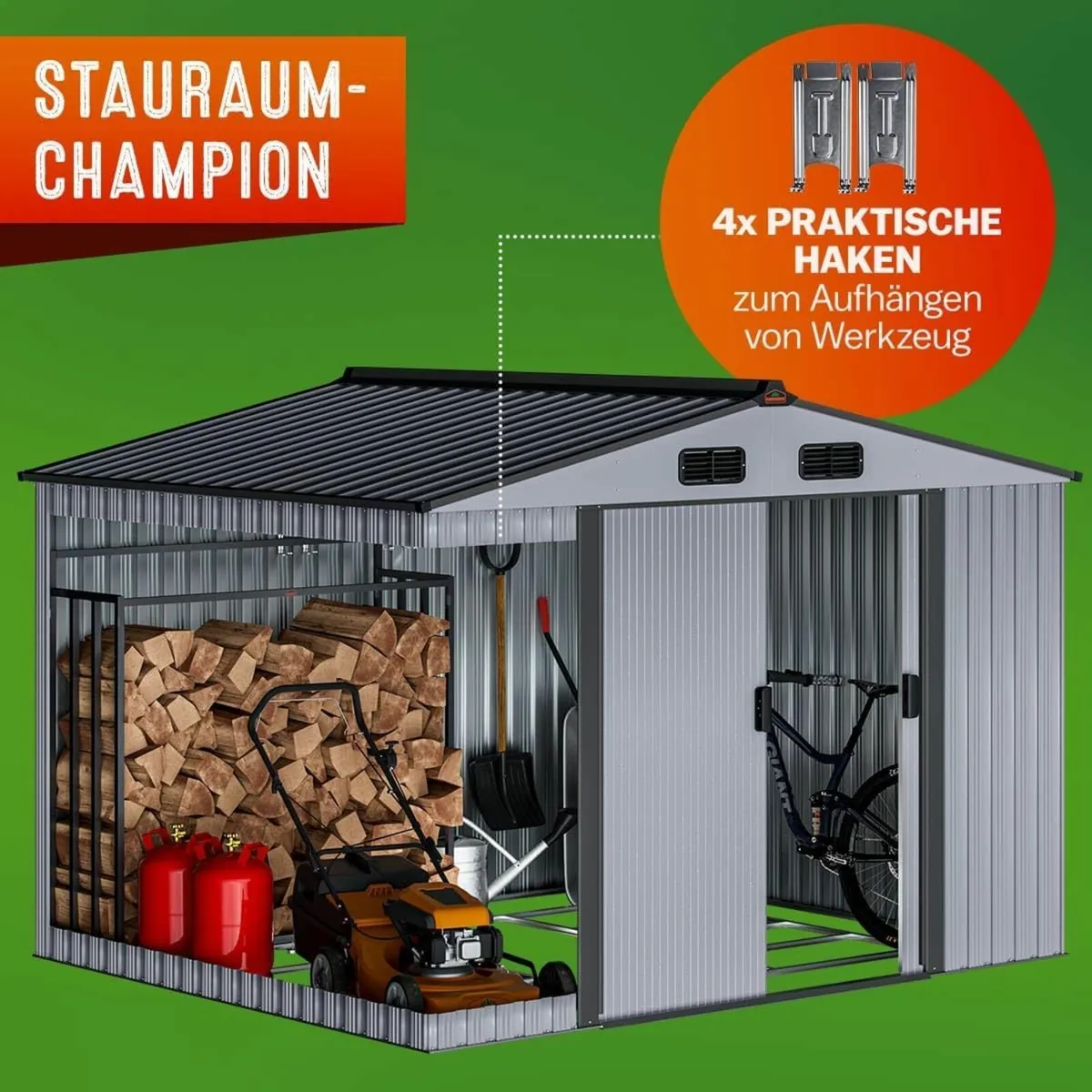 Metal Garden Shed with Metal  Foundation 8 ft 6 - Image 3