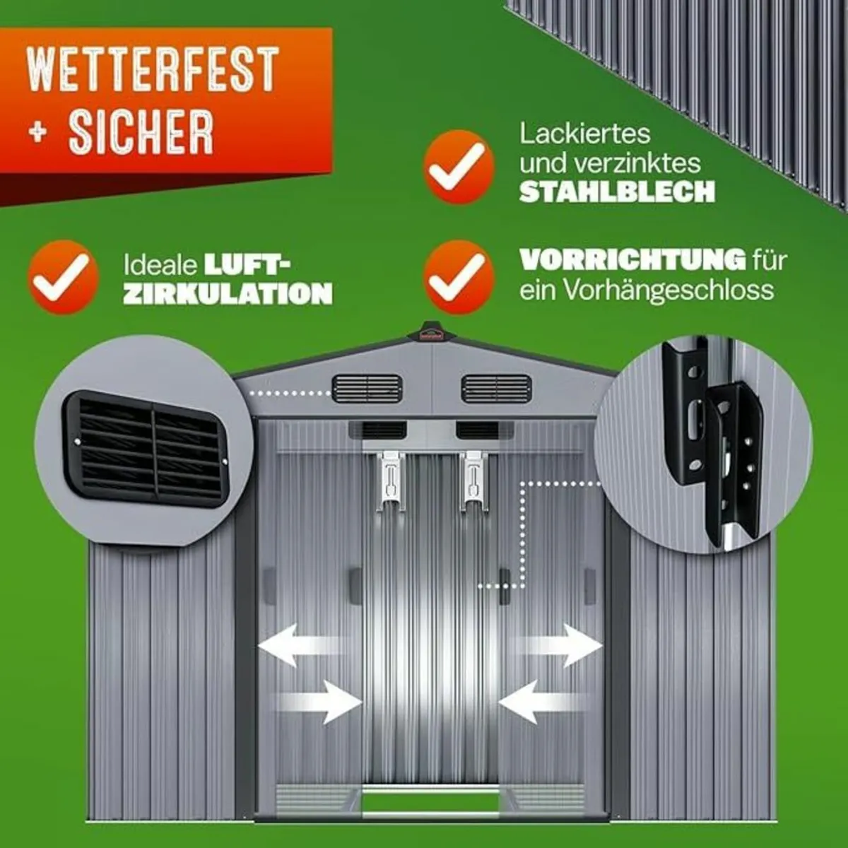 Metal Garden Shed with Metal  Foundation 8 ft 6 - Image 4