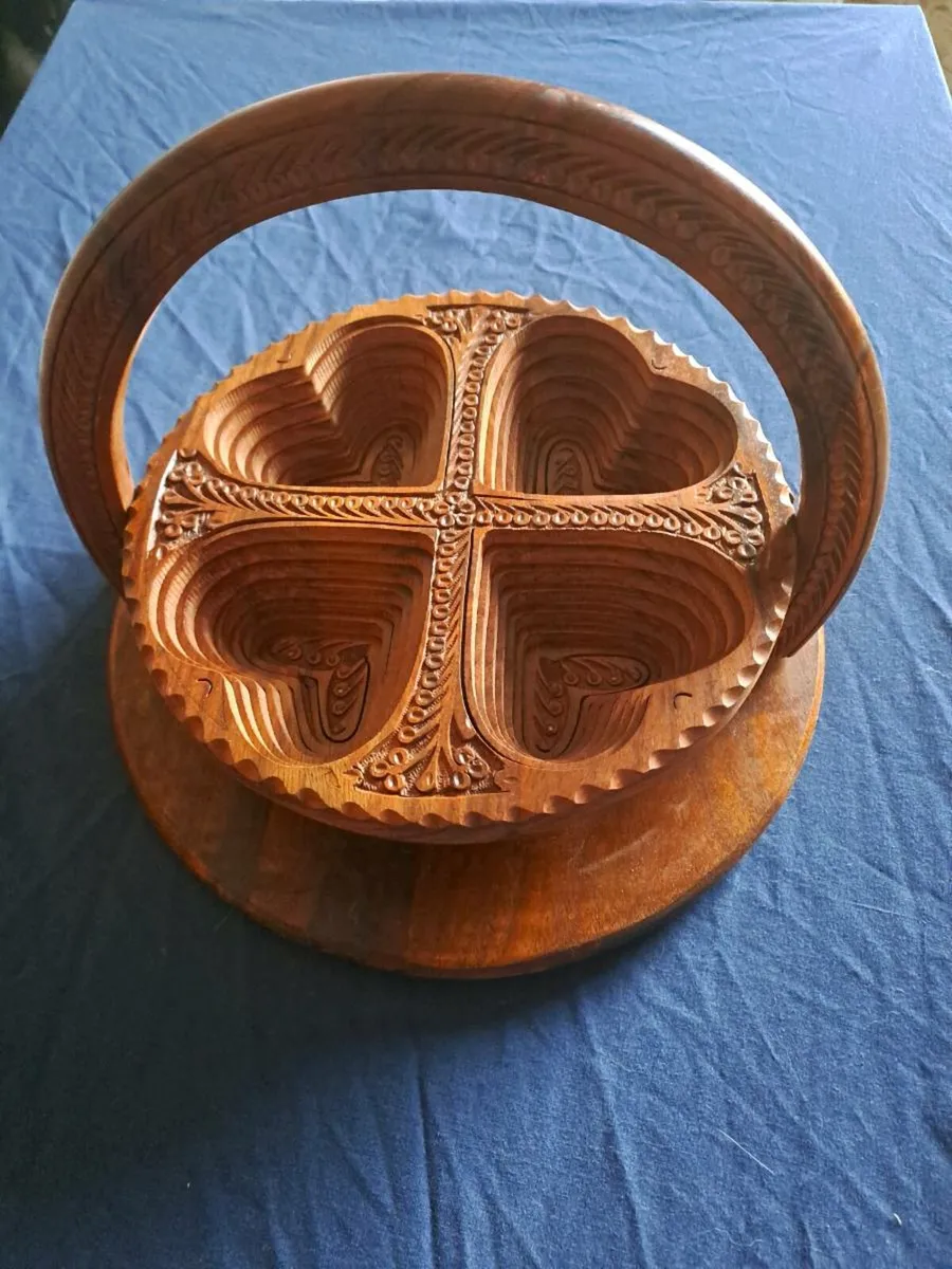 Hand Carved Wooden Basket / Serving Dish - Image 3