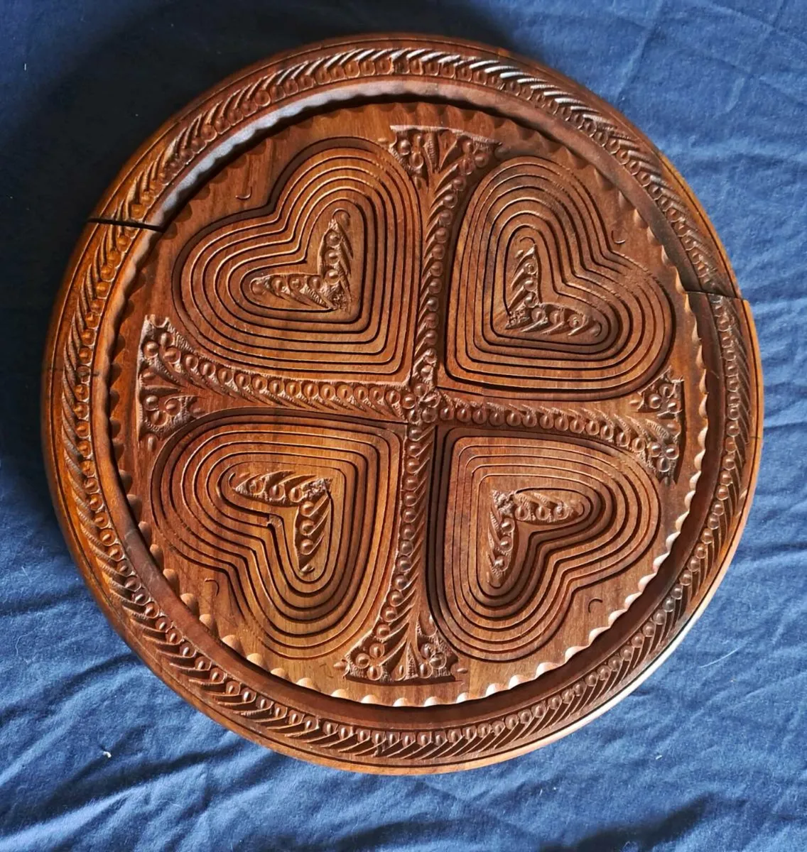 Hand Carved Wooden Basket / Serving Dish - Image 4