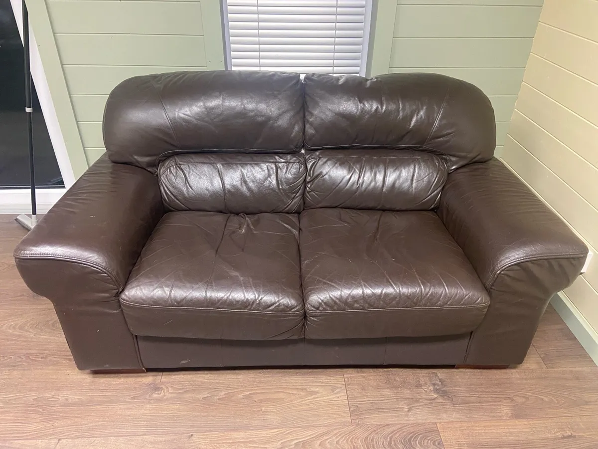 2 seater leather sofa - Image 1