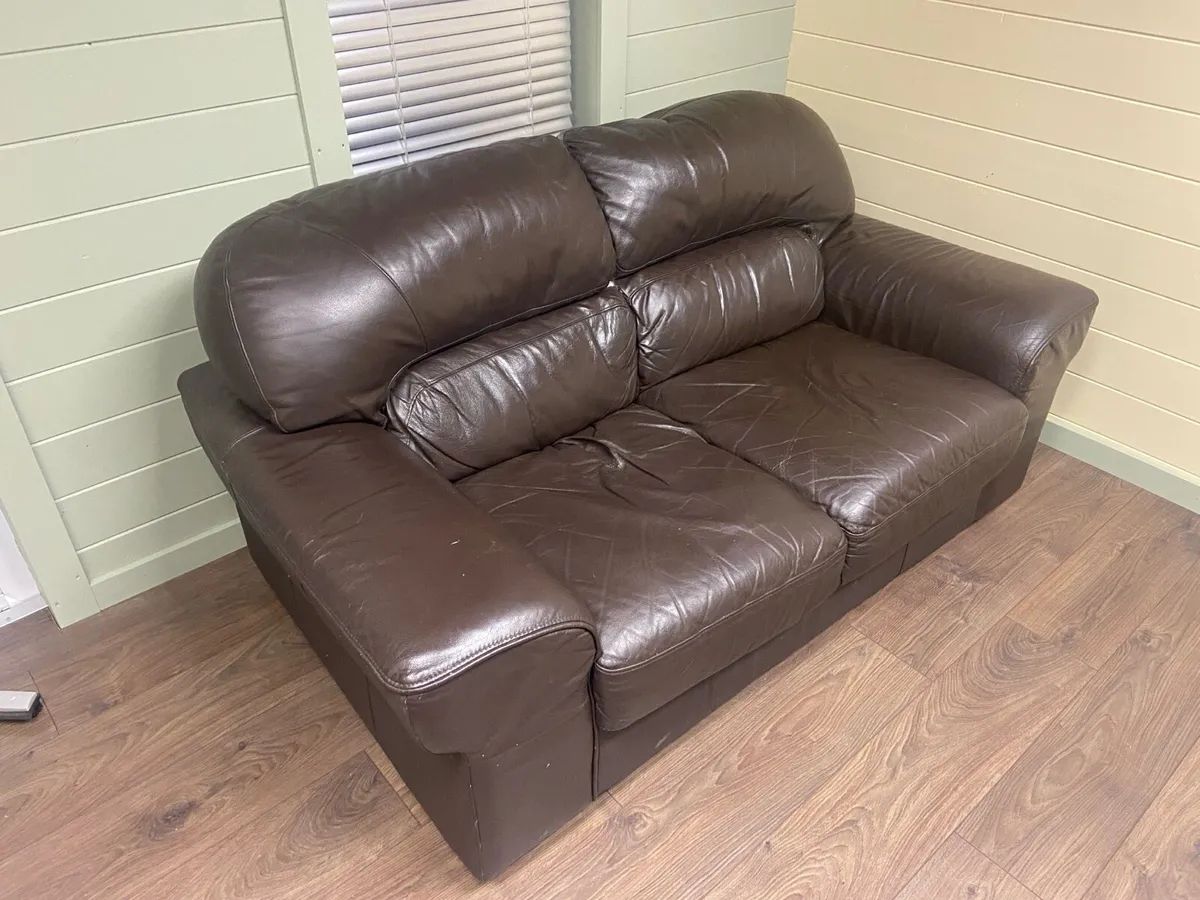 2 seater leather sofa - Image 2
