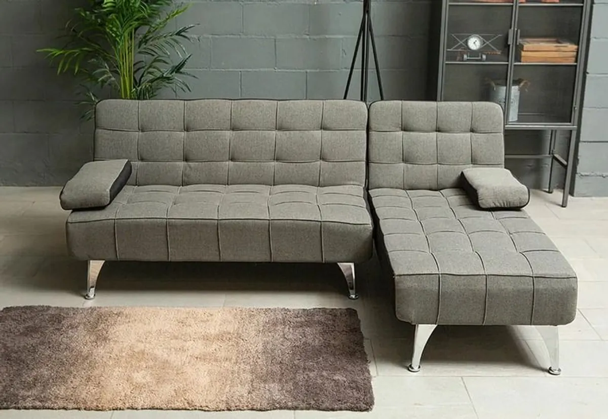 DARK GREY fabric Sofa Bed with Chaise and Cushions - Image 1