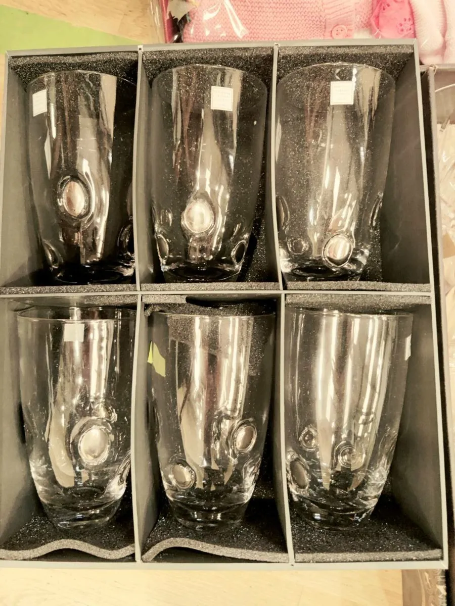 TIPPERARY CRYSTAL, 6 Huge Pint Hand Blown Tumblers - Image 1