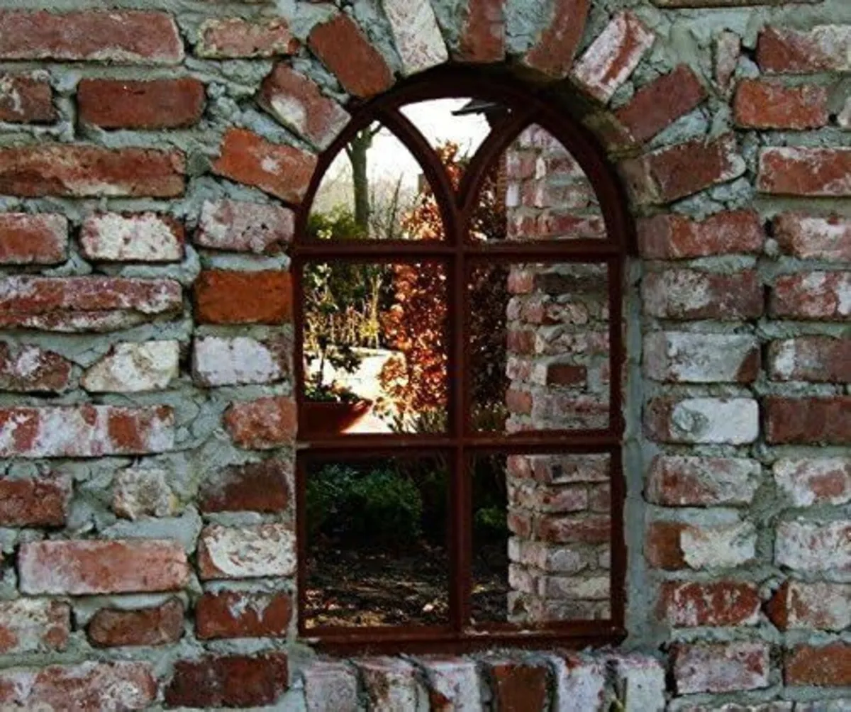 Iron Window with Round Arch | Approx. 98 x 54 cm | - Image 1