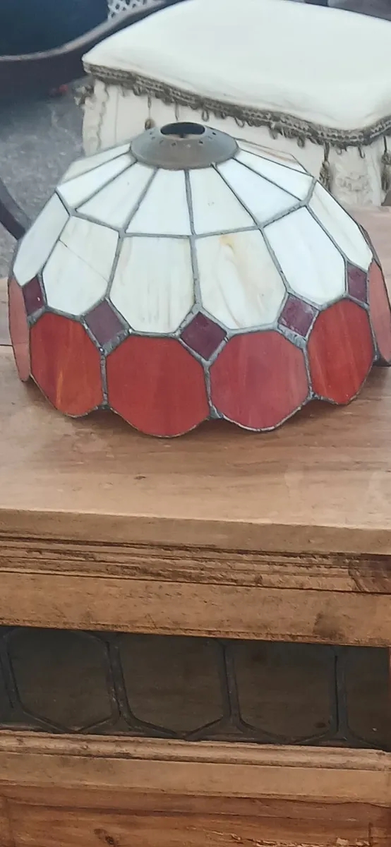 Tiffany Style Shade, Red and Cream