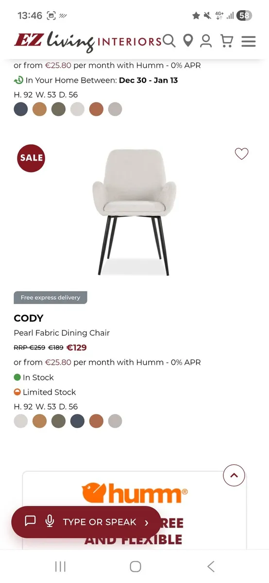 Ez Living Round Table & 4 chairs with Suede coveri - Image 2