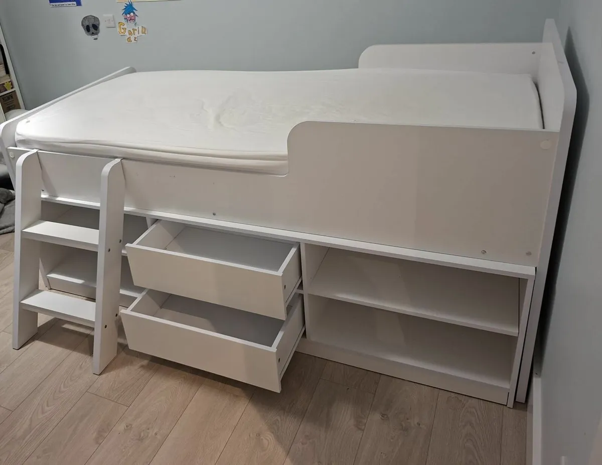 White single bed with storage- Very good condition - Image 3