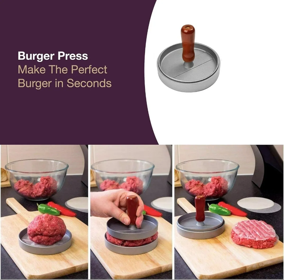 Burger Press Non-Stick StainlessSteel Burger Maker - Image 1