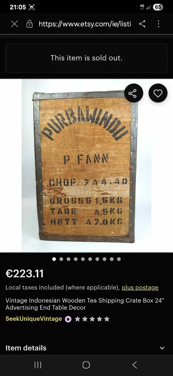 Large Wooden Tea Chest - Image 2