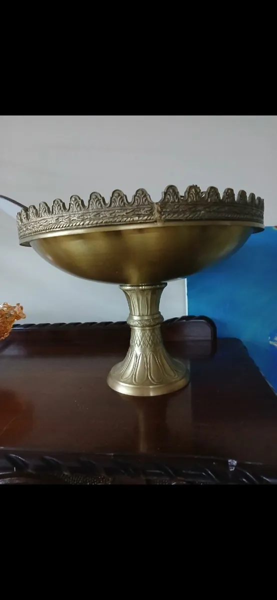 Antique Brass Pedestal Stand, Fruit Display - Image 1