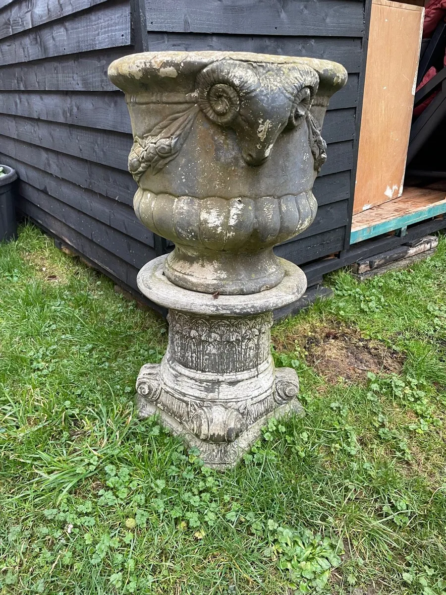 2 concrete flower stands + pots €200 set - Image 3