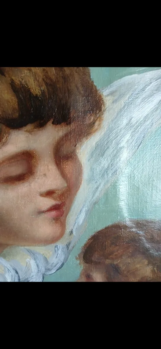 Original French  Oil on Canvas Painting, Cherubs, - Image 2