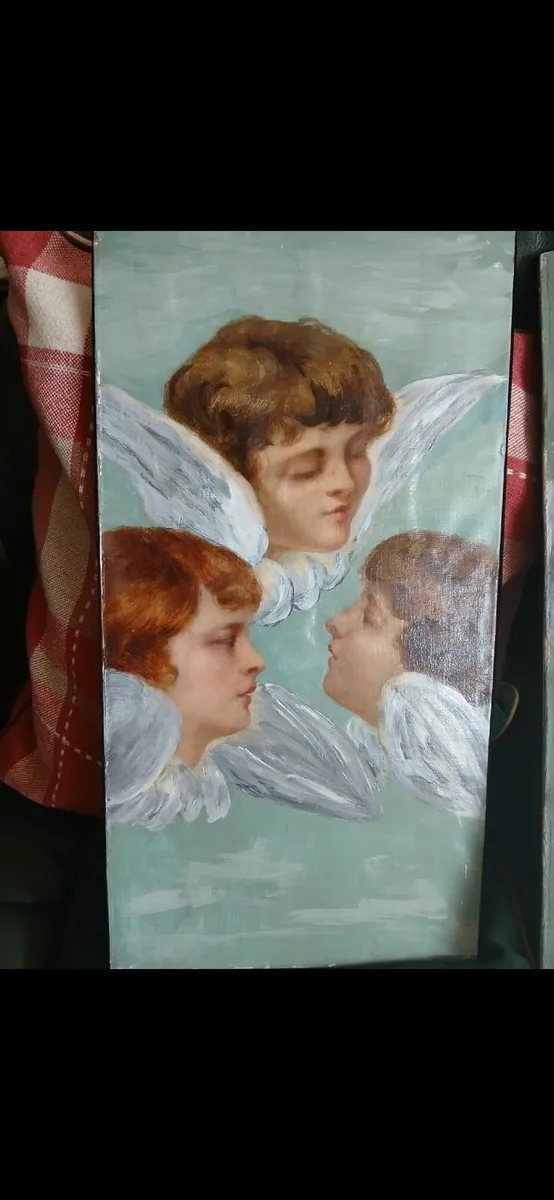 Original French  Oil on Canvas Painting, Cherubs, - Image 3