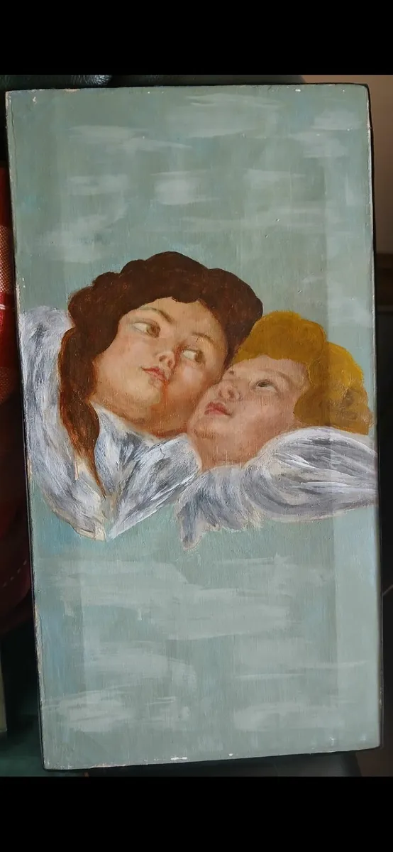 Original French  Oil on Canvas Painting, Cherubs, - Image 4