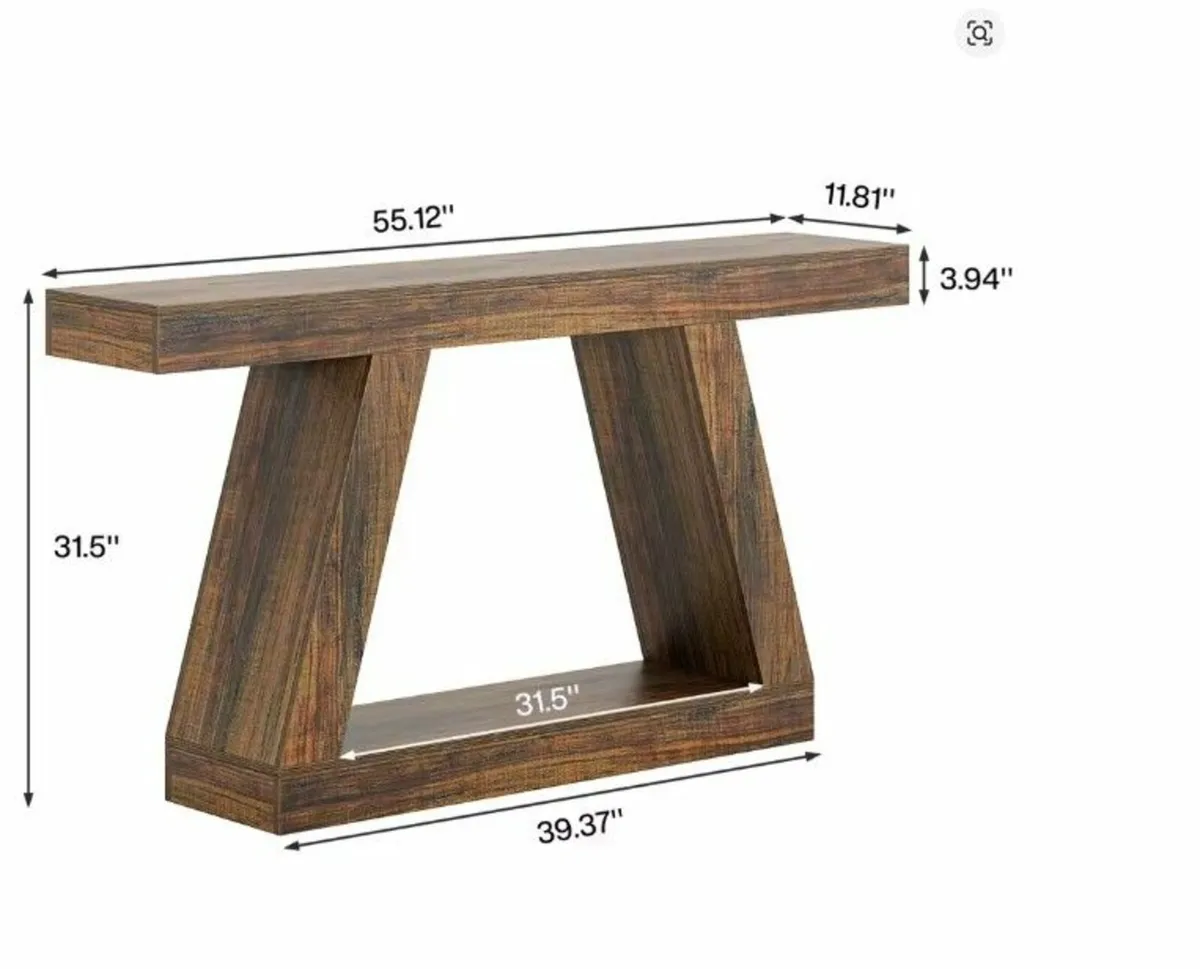 Farmhouse Entryway Console Table Rustic Brown Wood - Image 2