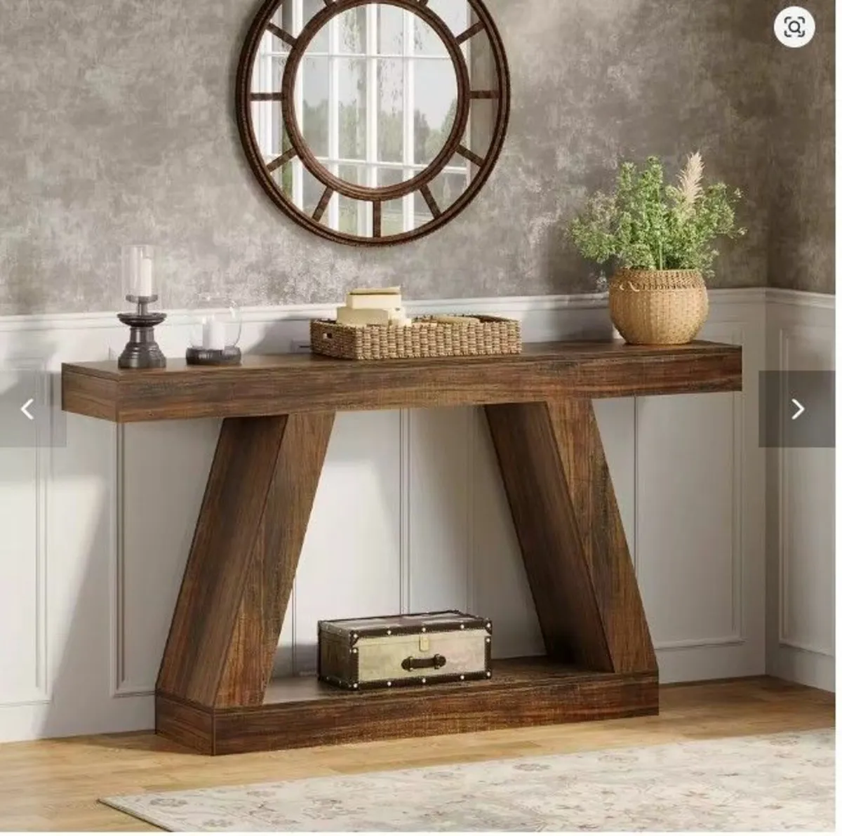 Farmhouse Entryway Console Table Rustic Brown Wood - Image 1