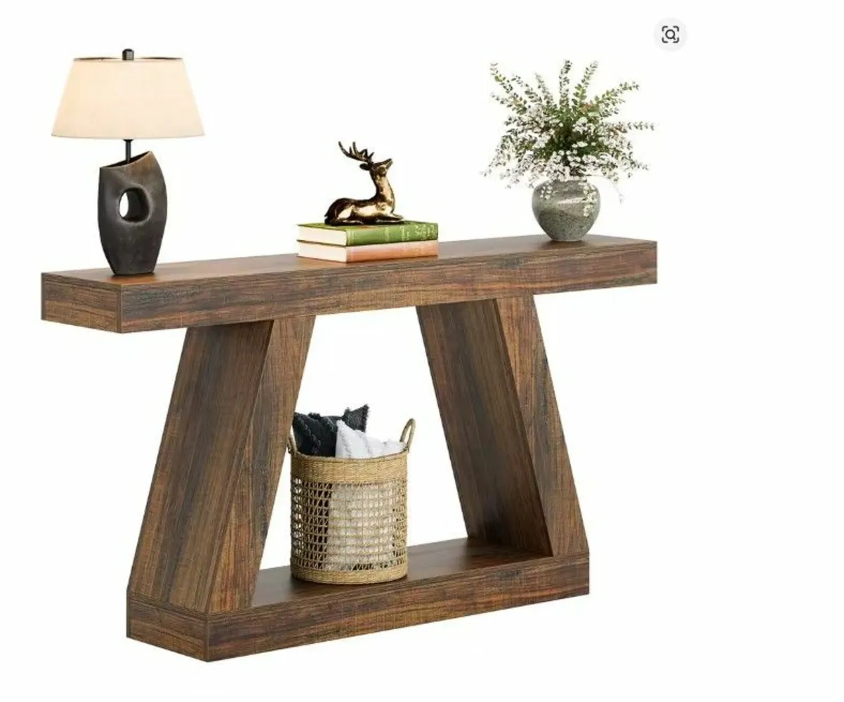 Farmhouse Entryway Console Table Rustic Brown Wood - Image 4