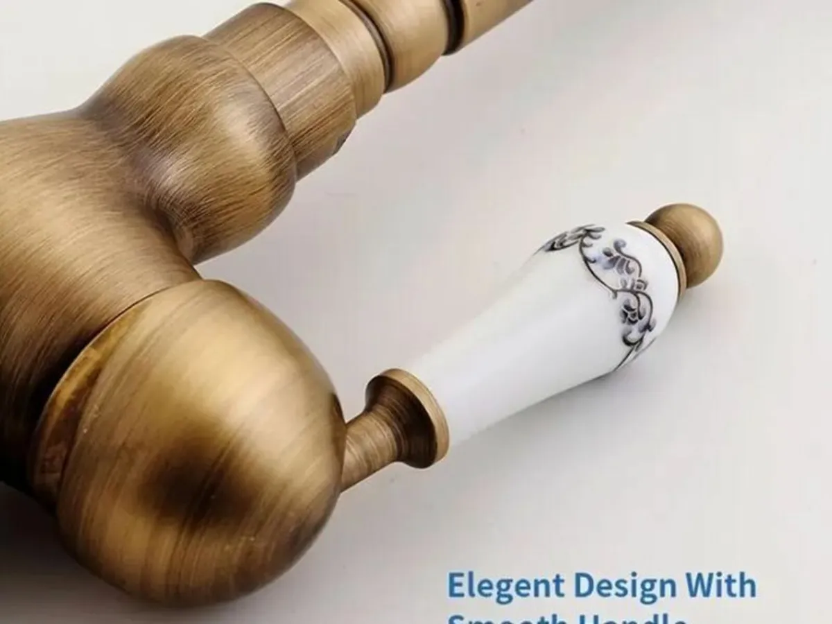 Bathroom Faucet Antique Brass Tap & Celadon Porcel - Image 2