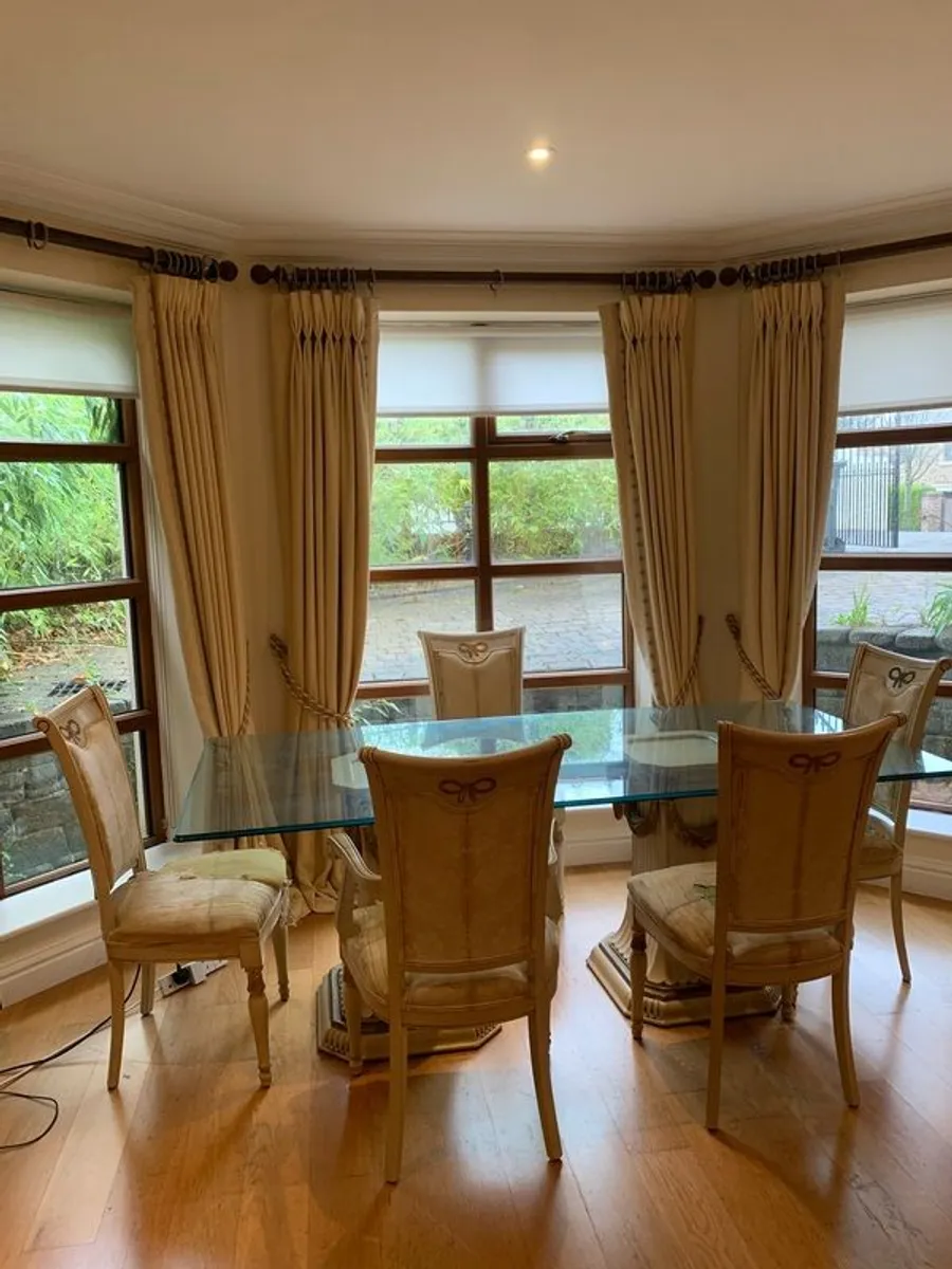 Glass Table and 6 chairs. Table 82in x 39in