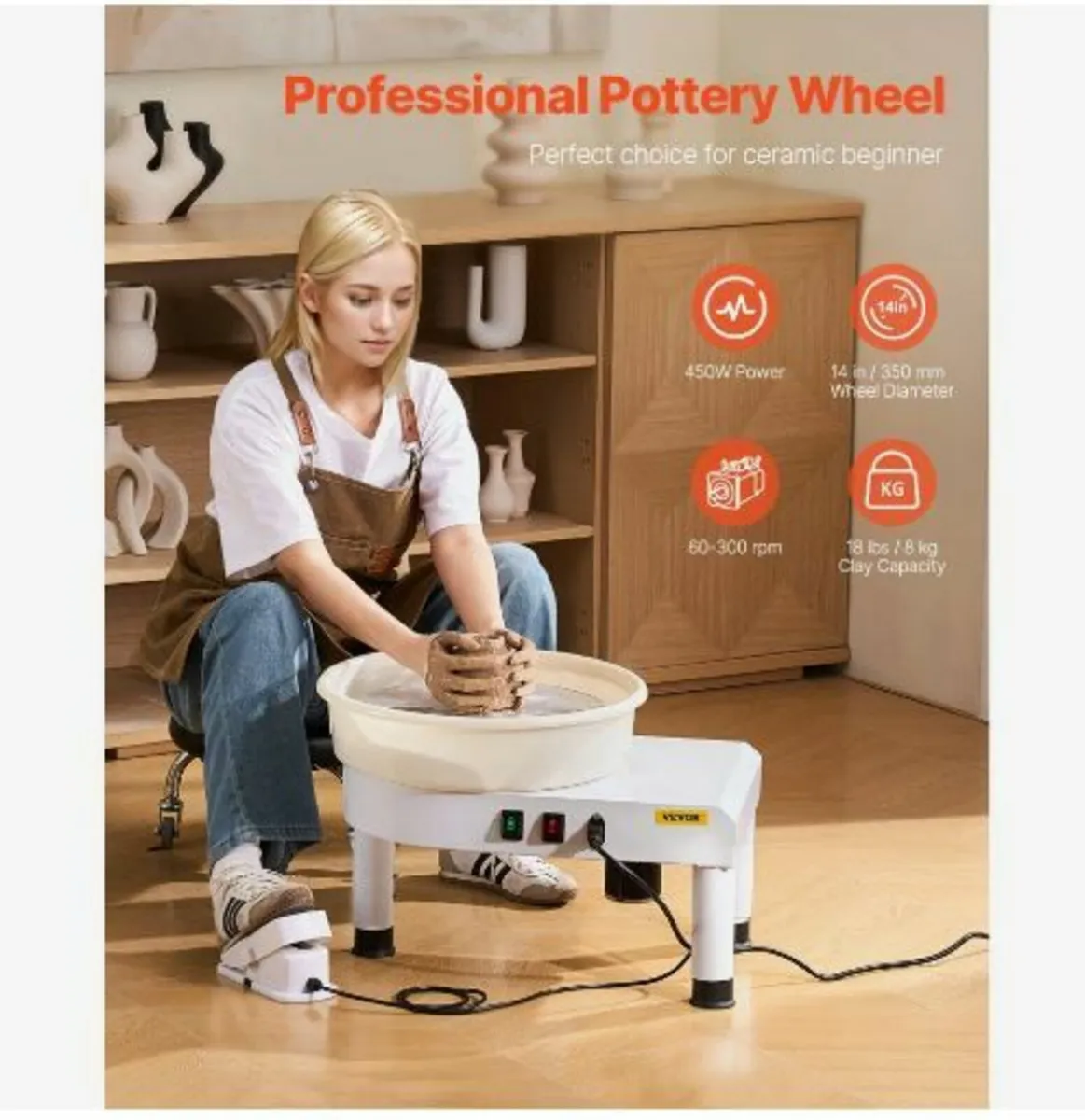 Pottery Wheel, 35 cm Ceramic Wheel Forming Machine - Image 3