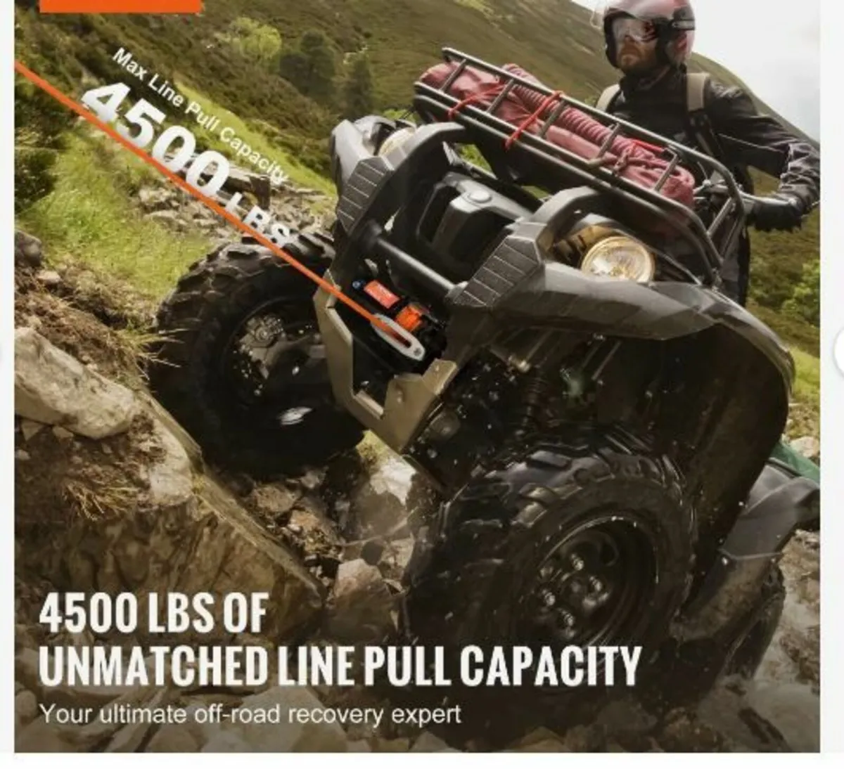 Electric Winch ATV UTV 2041.2 kg Synthetic - Image 2