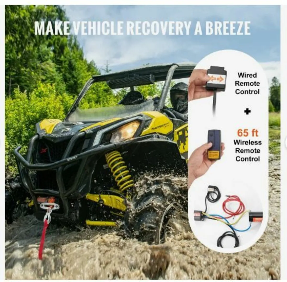 Electric Winch ATV UTV 2041.2 kg Synthetic - Image 4