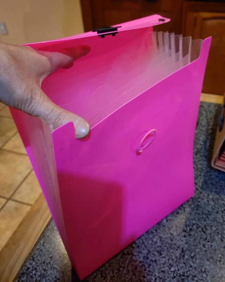 Pink Plastic File Holder (Used). - Image 2