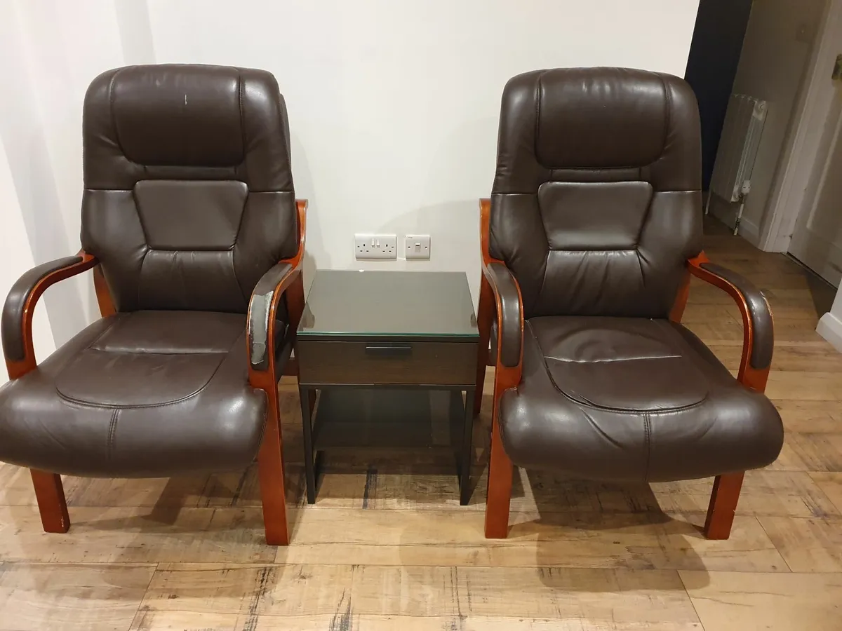 Faux Leather Arm Chairs - Image 2