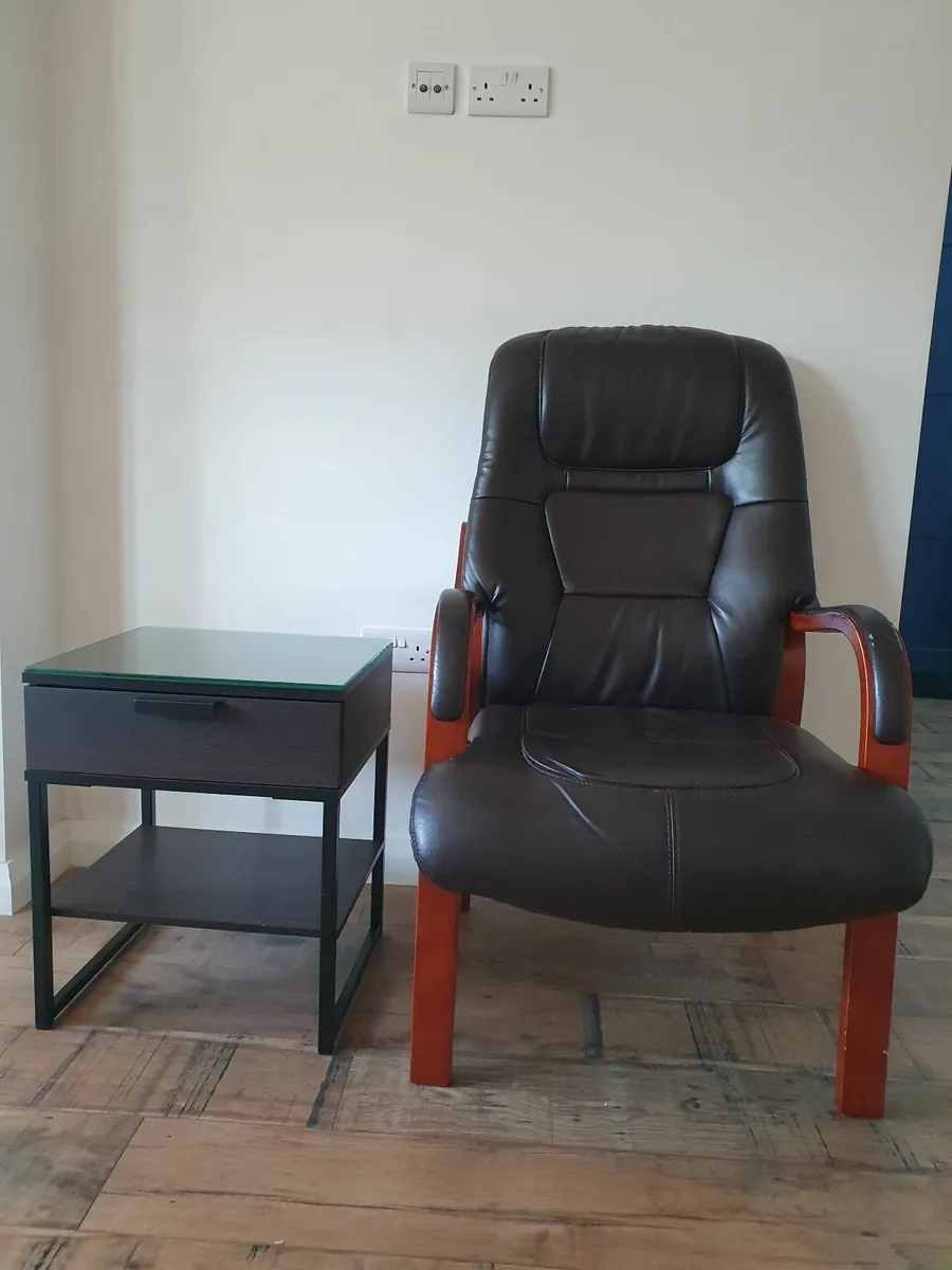 Faux Leather Arm Chairs - Image 3