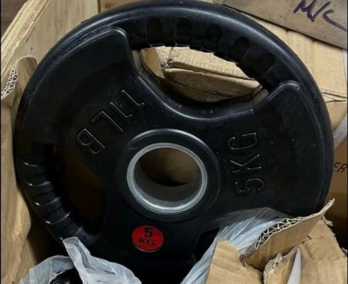 New: 6x5kg tri grip Olympic weight plates. Rubber - Image 2