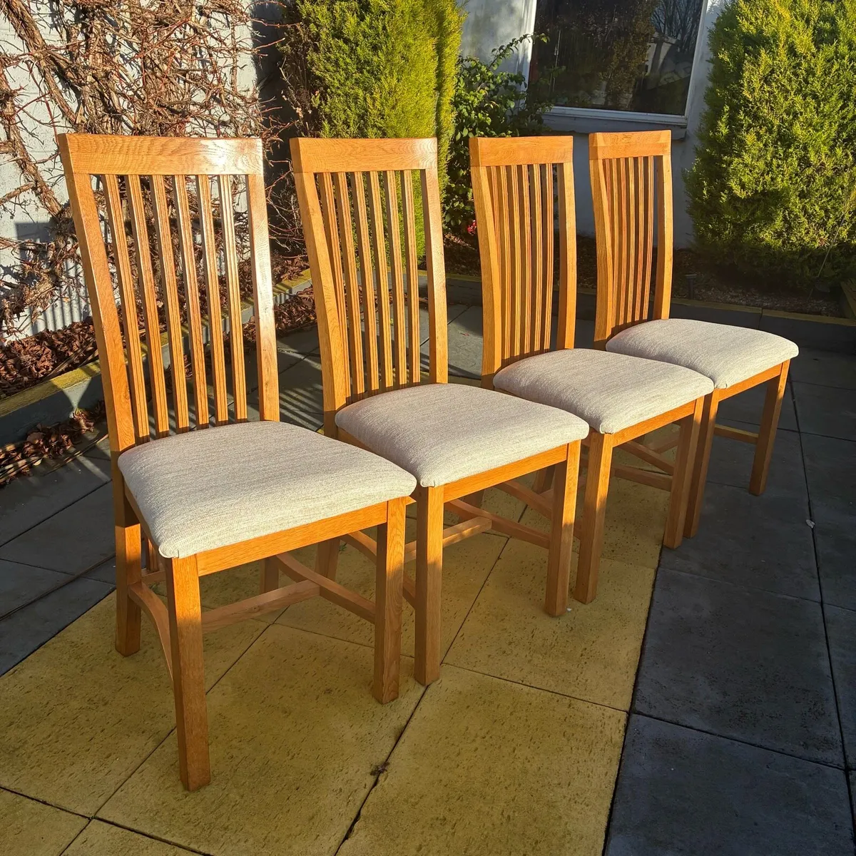 4 solid Oak Kitchen Chairs - Image 1