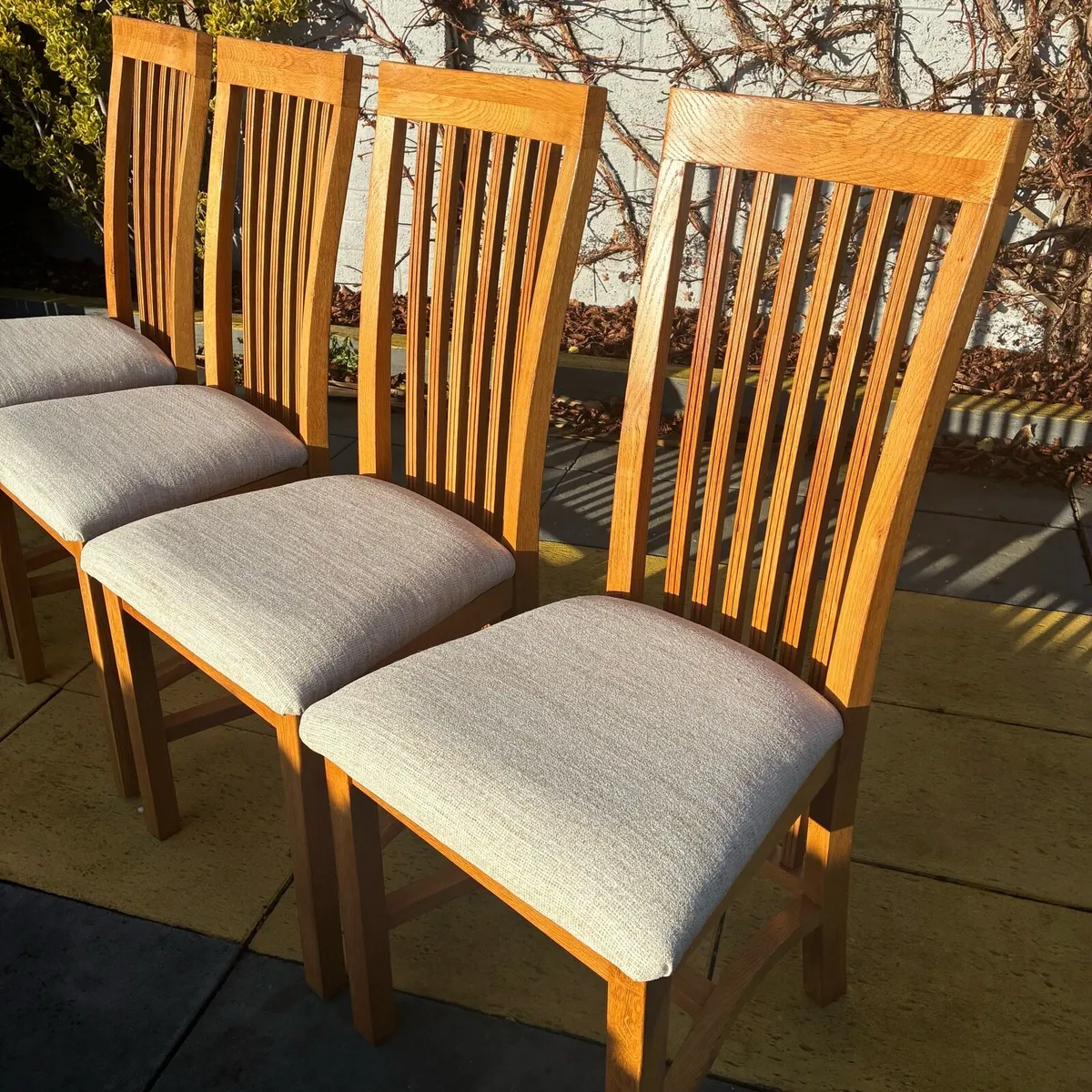 4 solid Oak Kitchen Chairs - Image 2