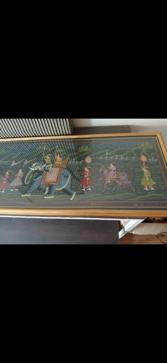 Original Asian Art , Hand painted silk , Framed - Image 1