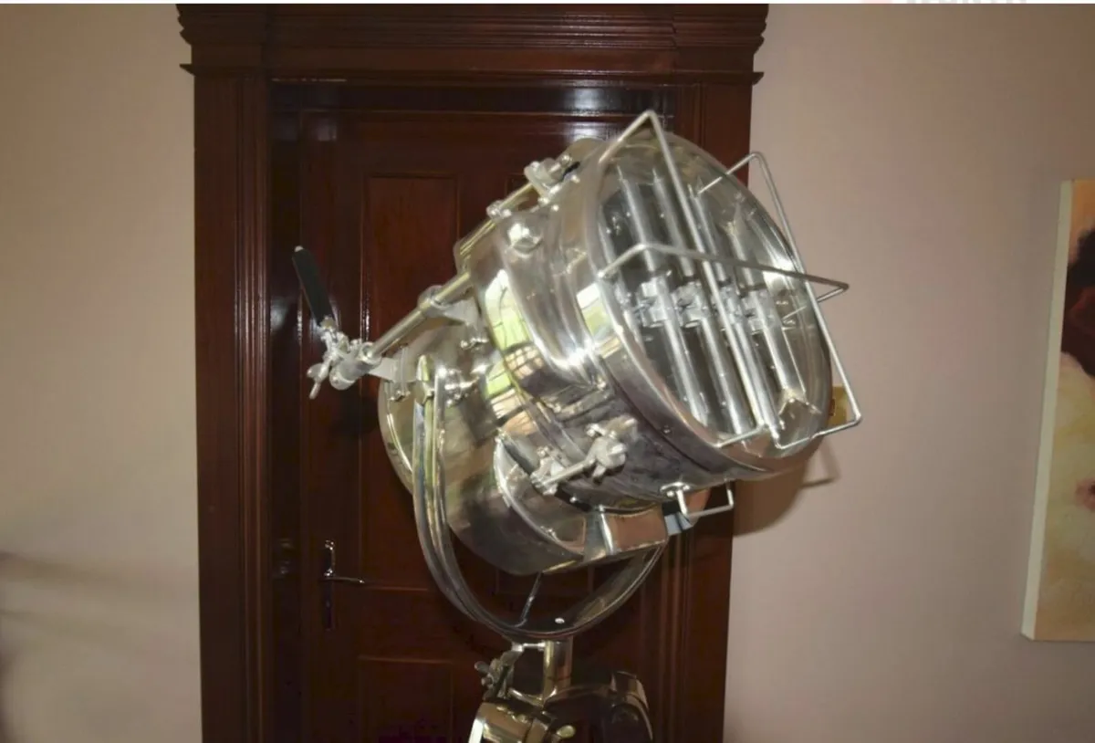 Eichholtz Atlantic Lamp nickel tripod base. - Image 4