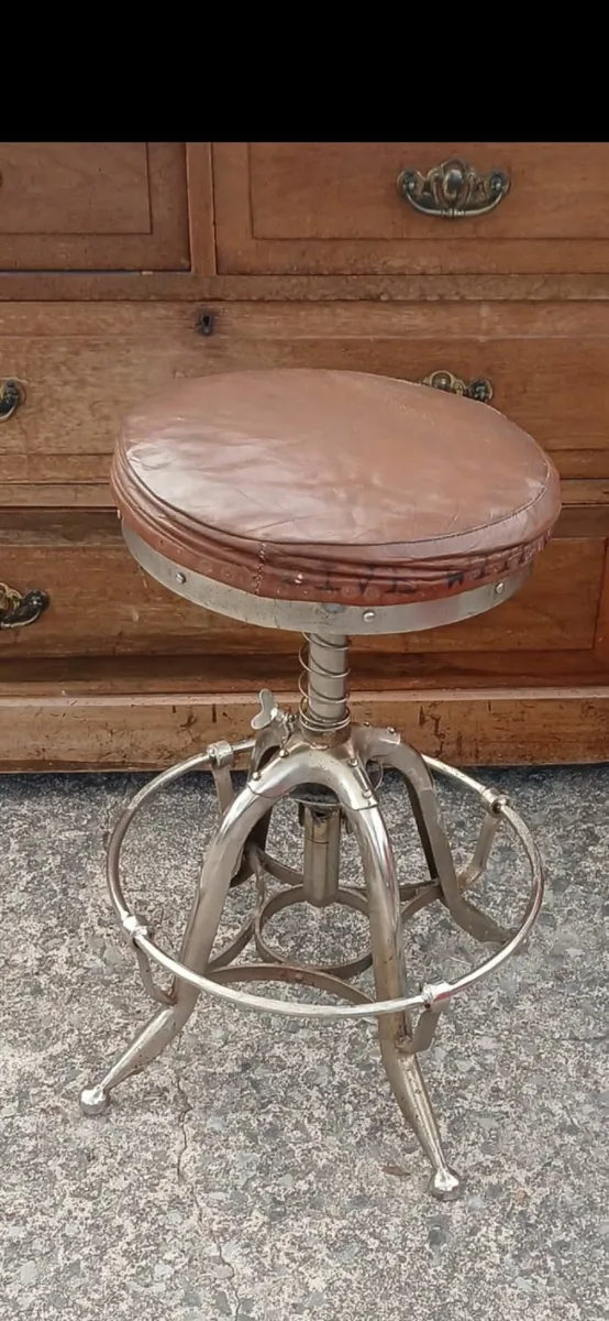 Industrial Style Kitchen Stool, Chrome and Leather