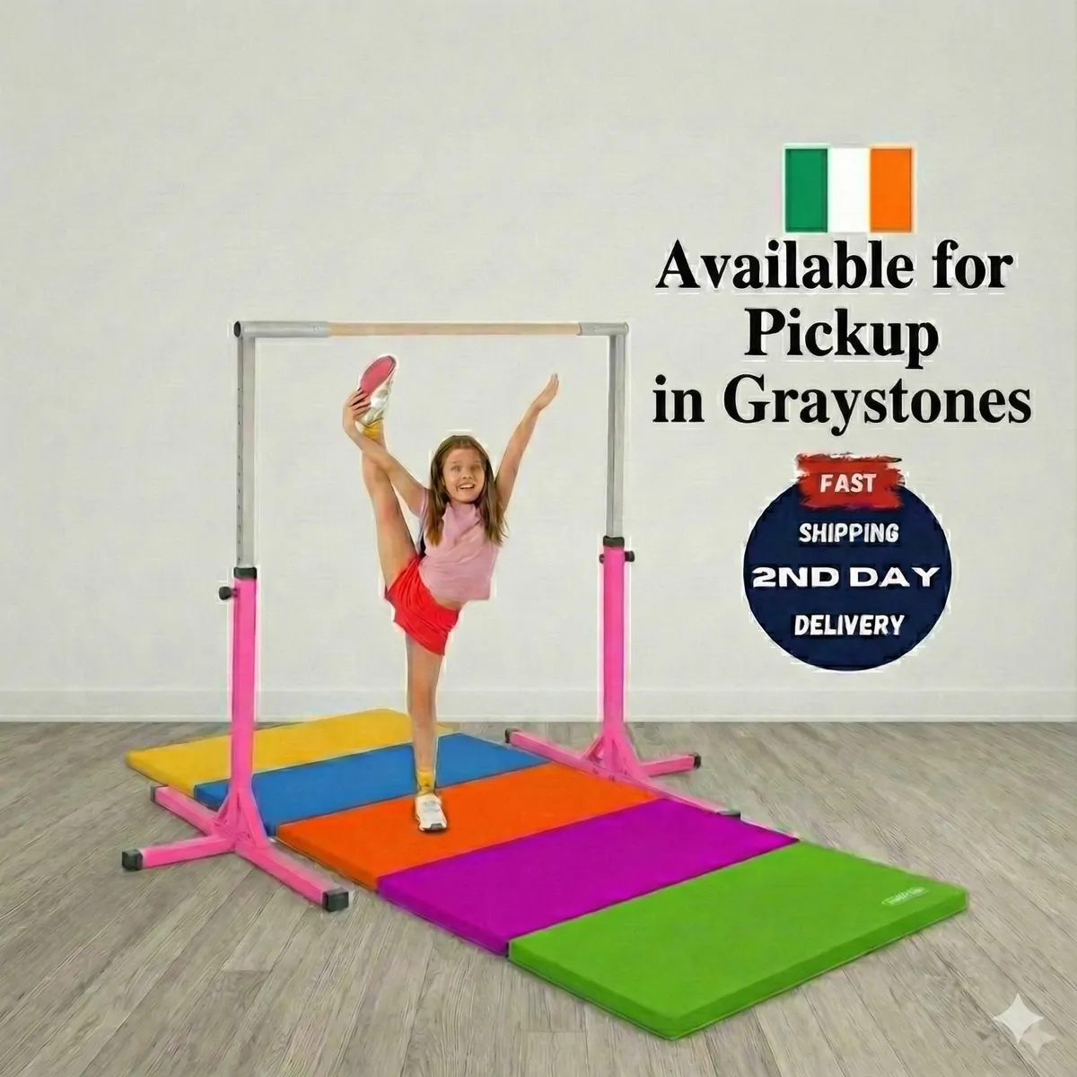 Kids Gymnastic Bar Xmas Gift with Safety Mat - Image 1